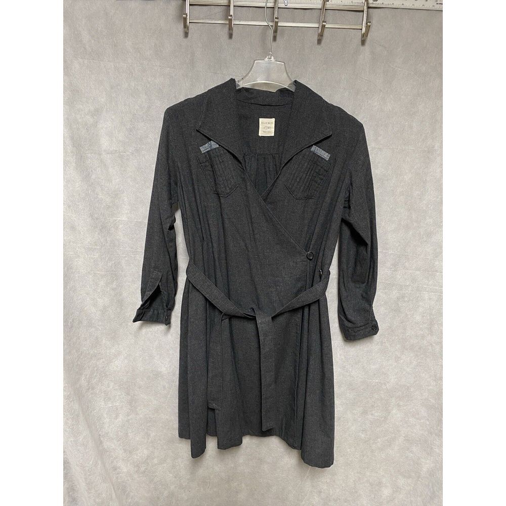 Billy Reid Dress Women S Gray Wrap Belt V Neck Long Sleeve Coton Blend RARE $350